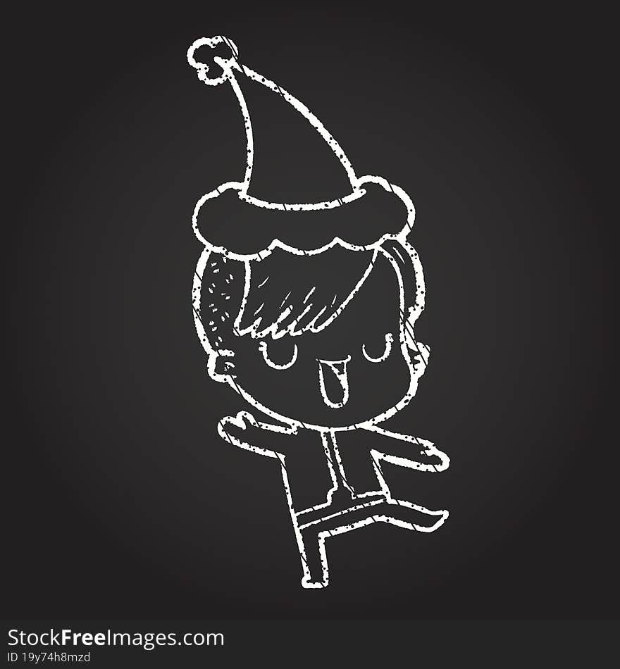 Dancing Festive Woman Chalk Drawing