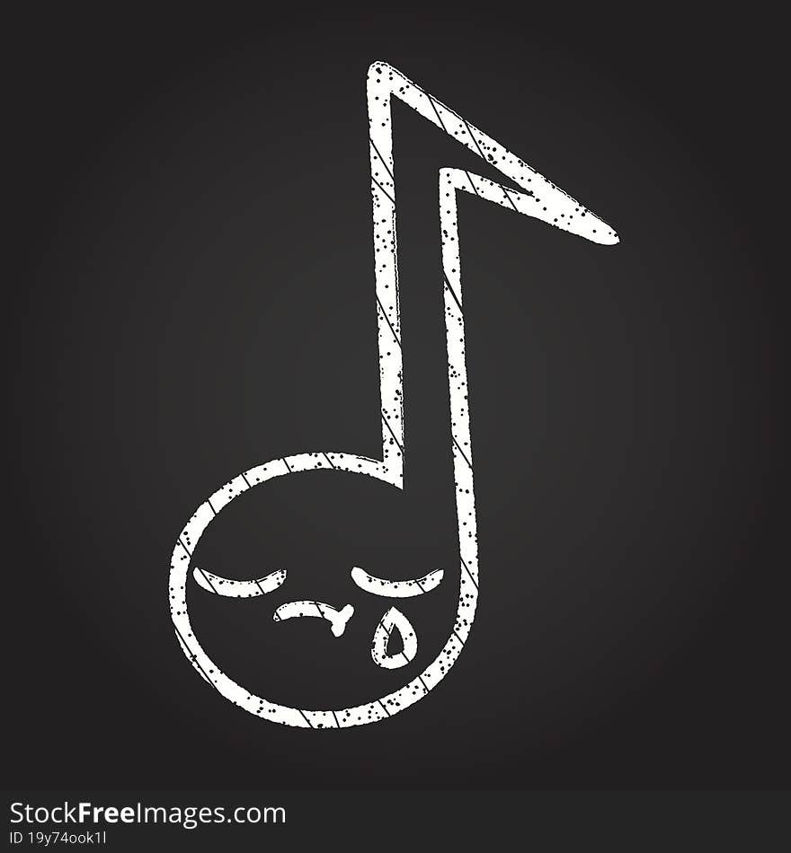 Sad Musical Note Chalk Drawing