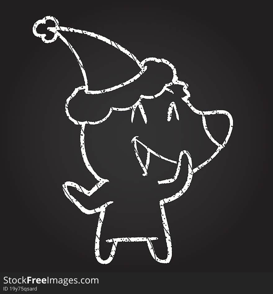 Christmas Bear Chalk Drawing