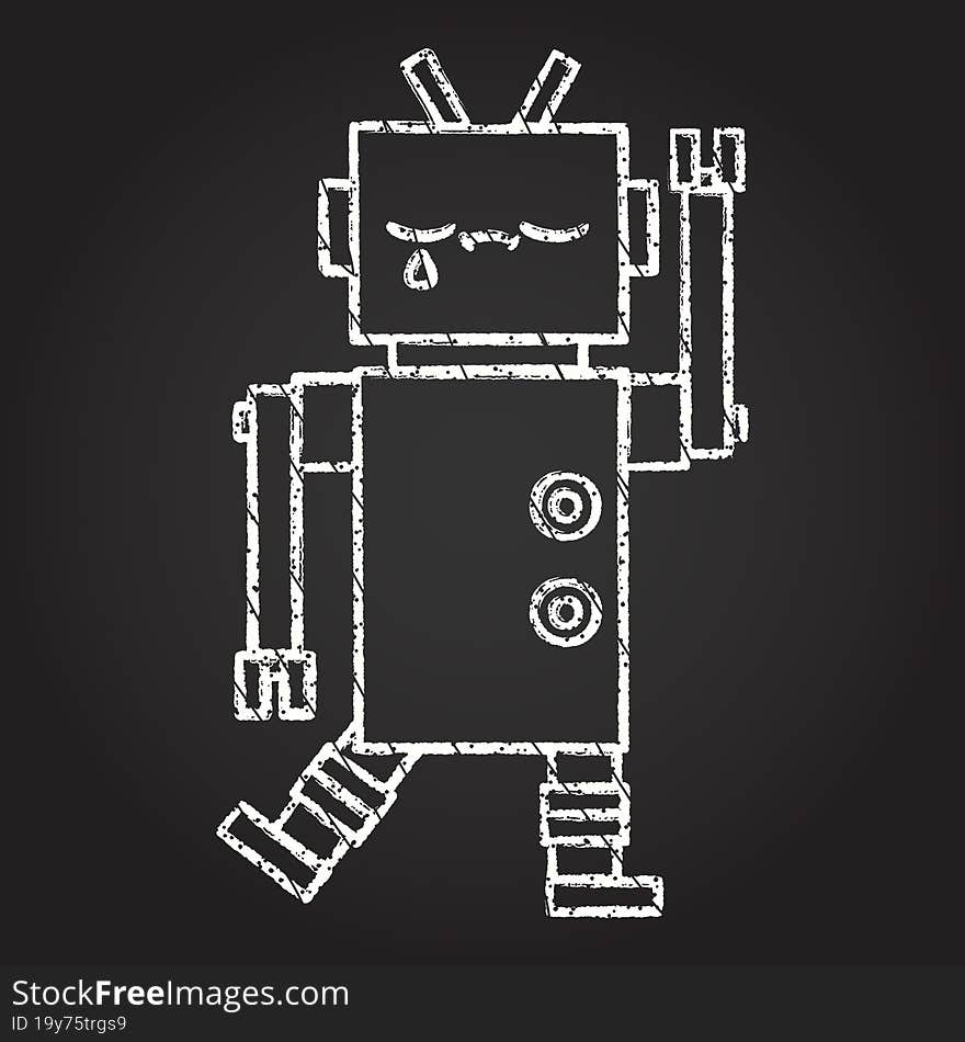 Sad Robot Chalk Drawing