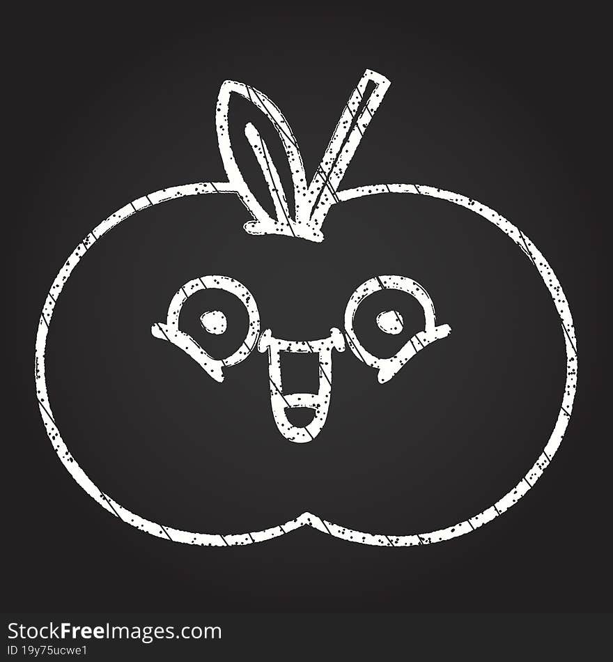 Happy Apple Chalk Drawing