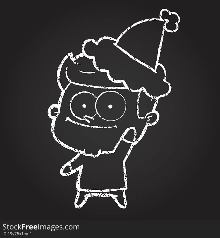 Festive Man Waving Chalk Drawing