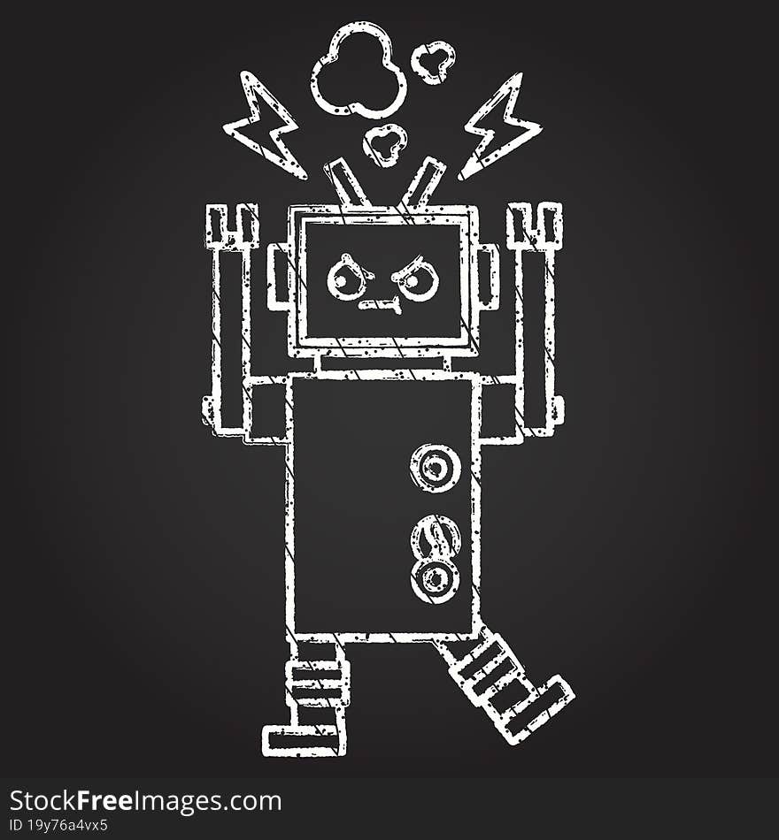 Robot Working Chalk Drawing