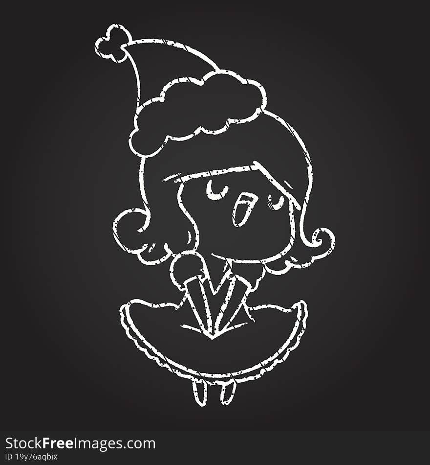 Festive Woman Singing Chalk Drawing