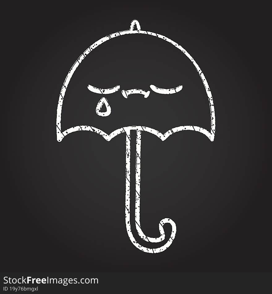 Crying Umbrella Chalk Drawing