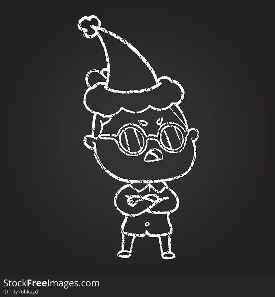 Annoyed Festive Person Chalk Drawing