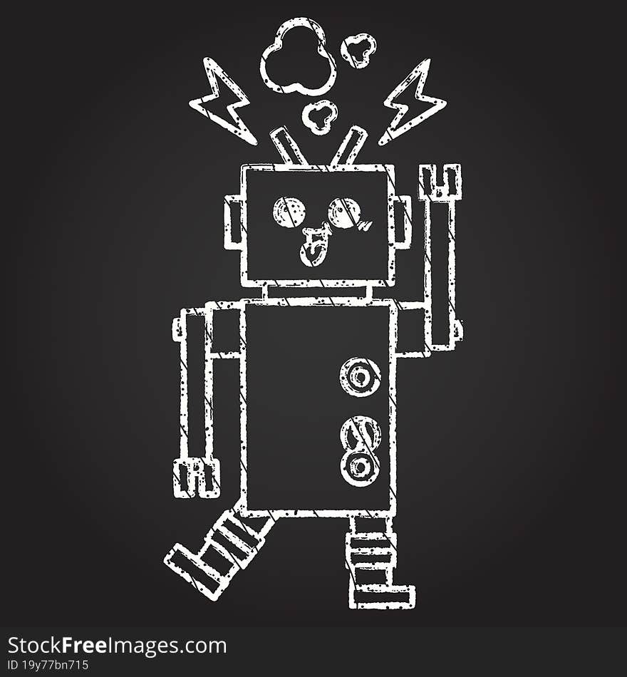 Dancing Robot Chalk Drawing