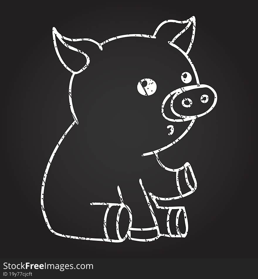 Sitting Pig Chalk Drawing