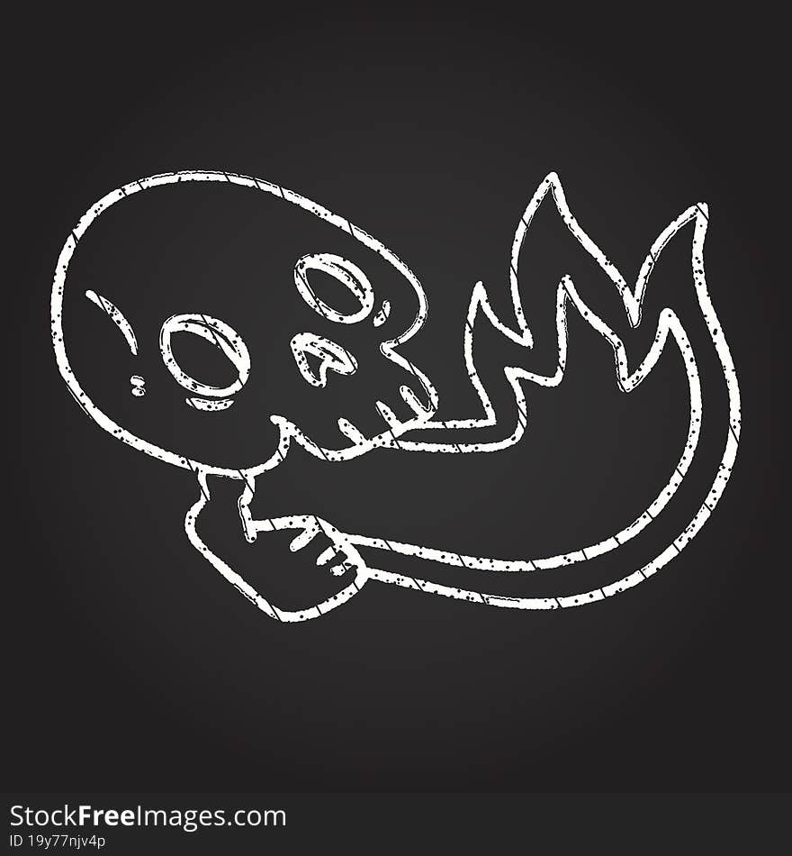 Fire Breathing Skull Chalk Drawing