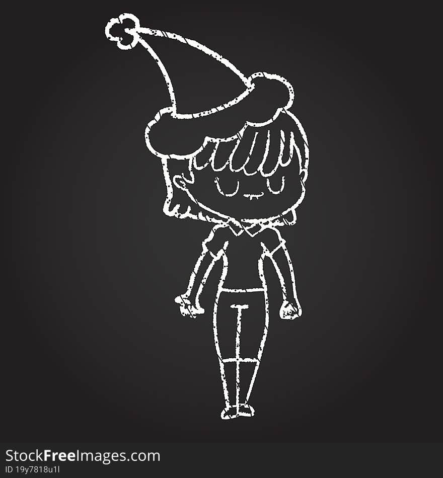 Christmas Woman Chalk Drawing