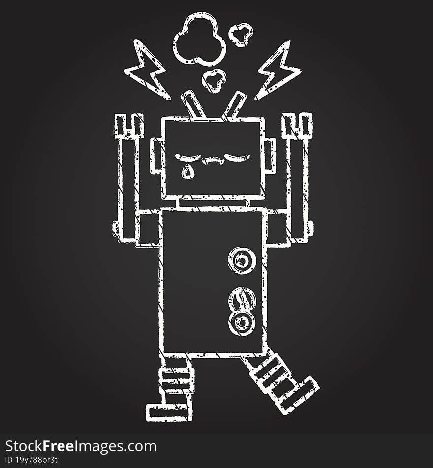 Malfunctioning Robot Chalk Drawing