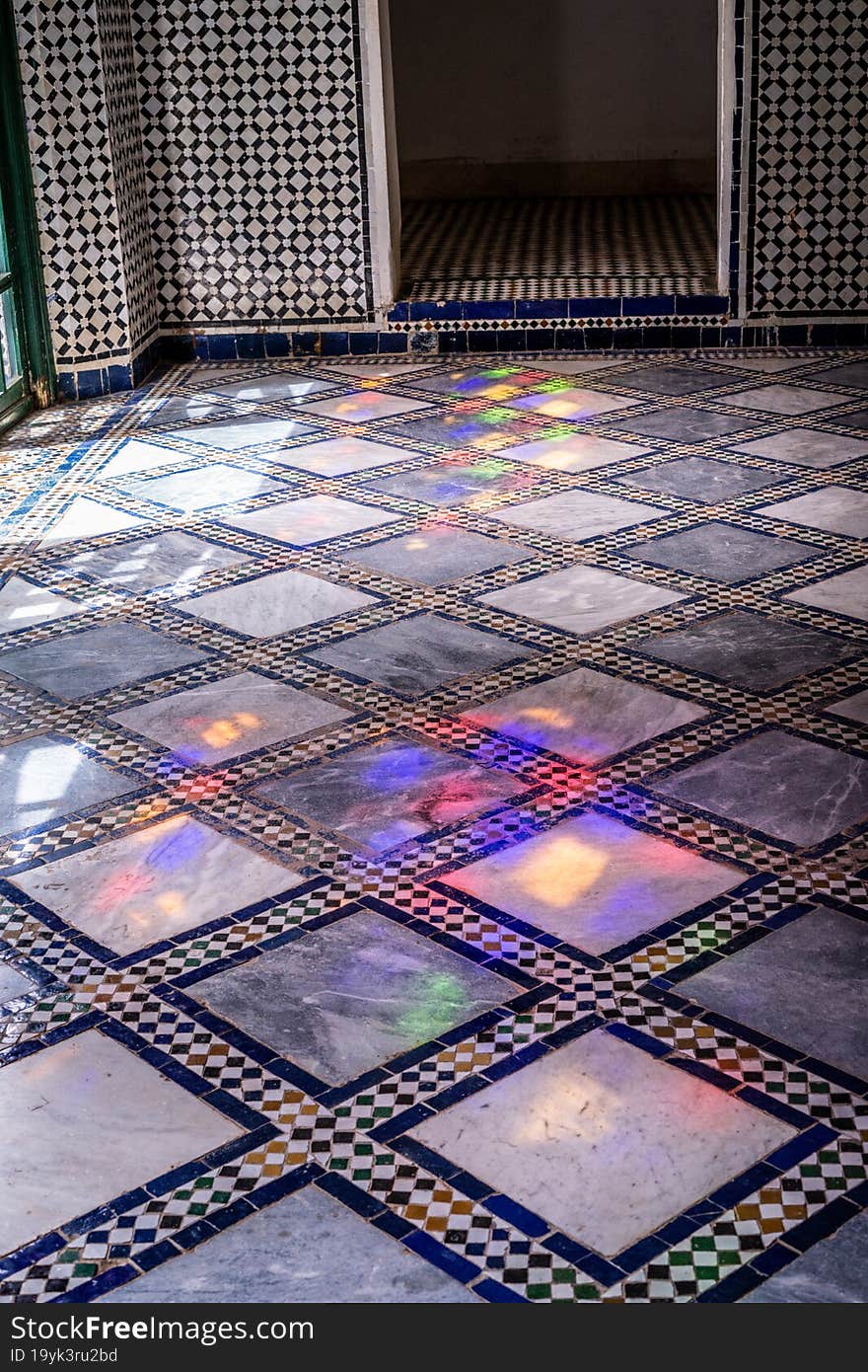 reflection of coloreful window on the floor