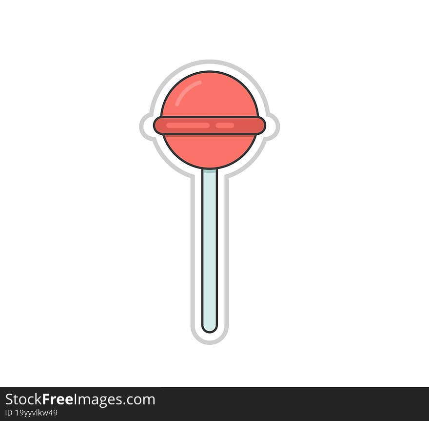 Lollipop Sticker. Cartoon Illustration Of Lollipop That Can Be Used For Sticker.