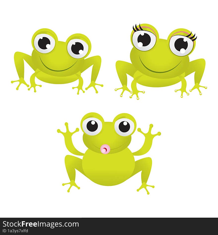 cartoon cute frog family