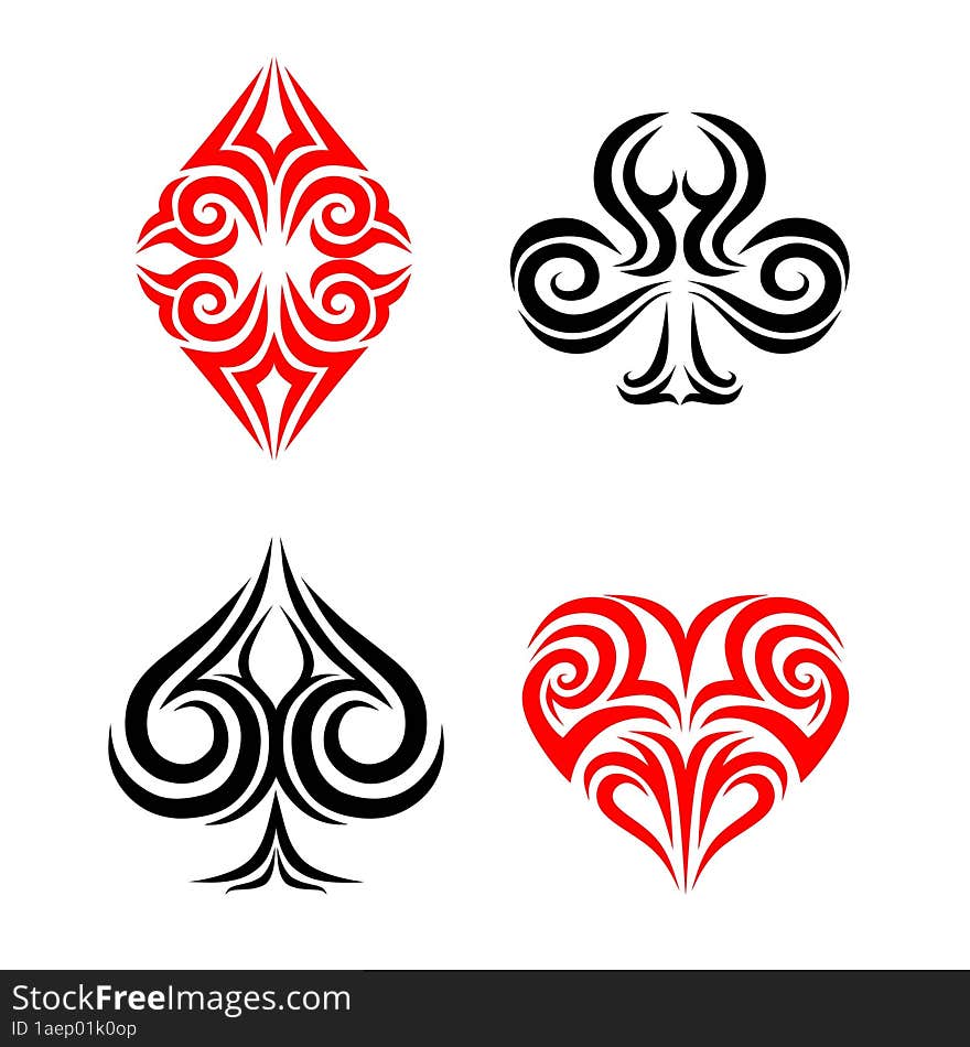 Tribal element poker card symbol  illustration