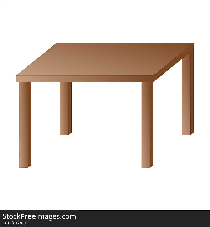 Simple Brown Colored Wooden Table With Four Legs