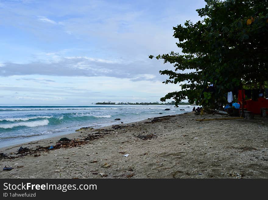 Daplangu Sumur Beach, Pandeglang, Indonesia â€“ October 09, 2022: The Best Spots To Enjoy The Beach Atmosphere