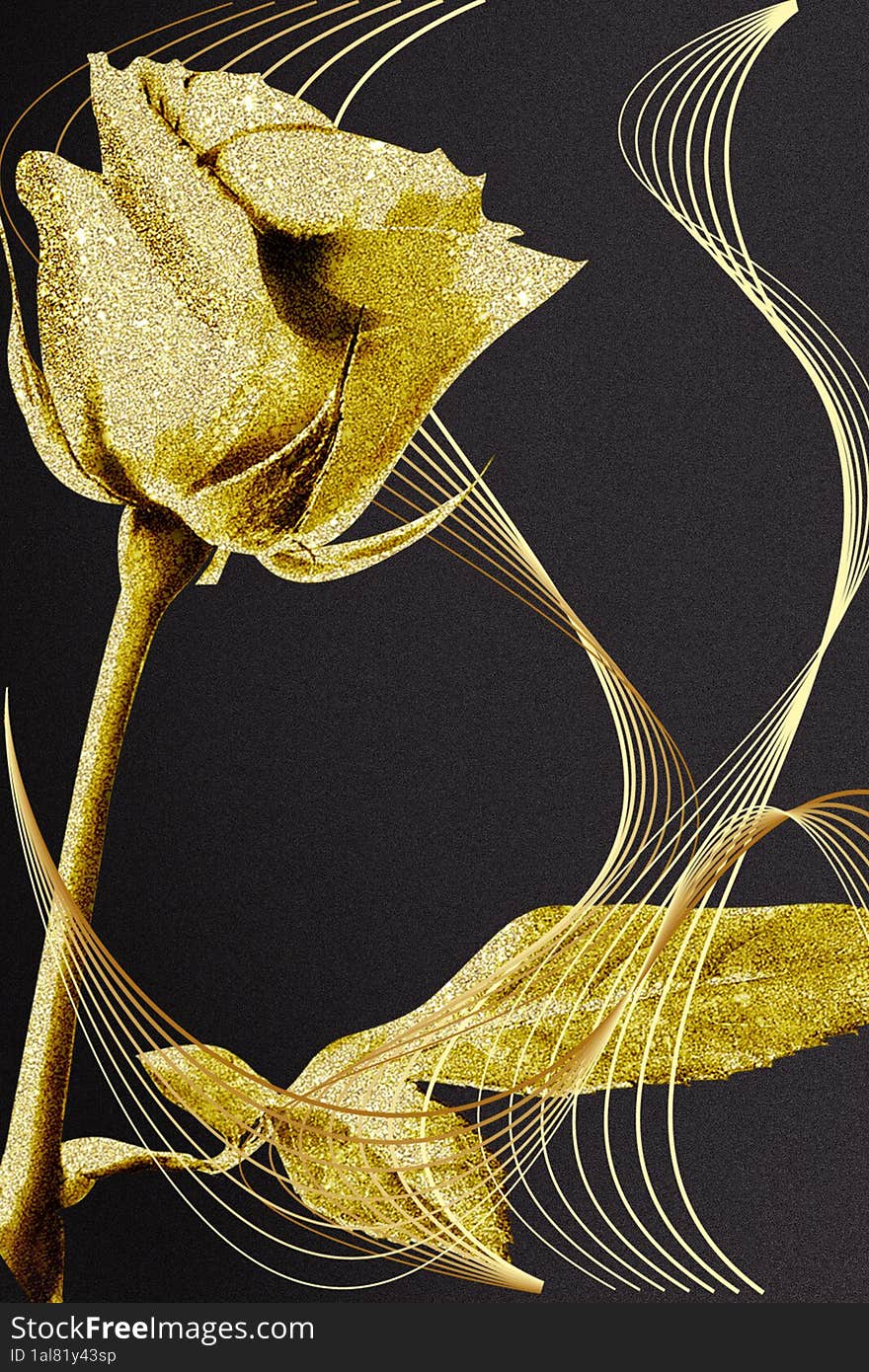 gold flower and geometric lines