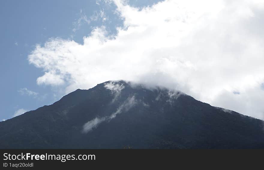 mountains covered with thick clouds