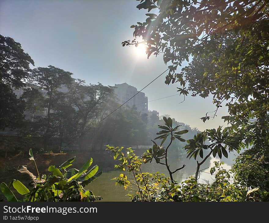 Beautiful Gulshan Lake In Bangladesh On Isolated Background