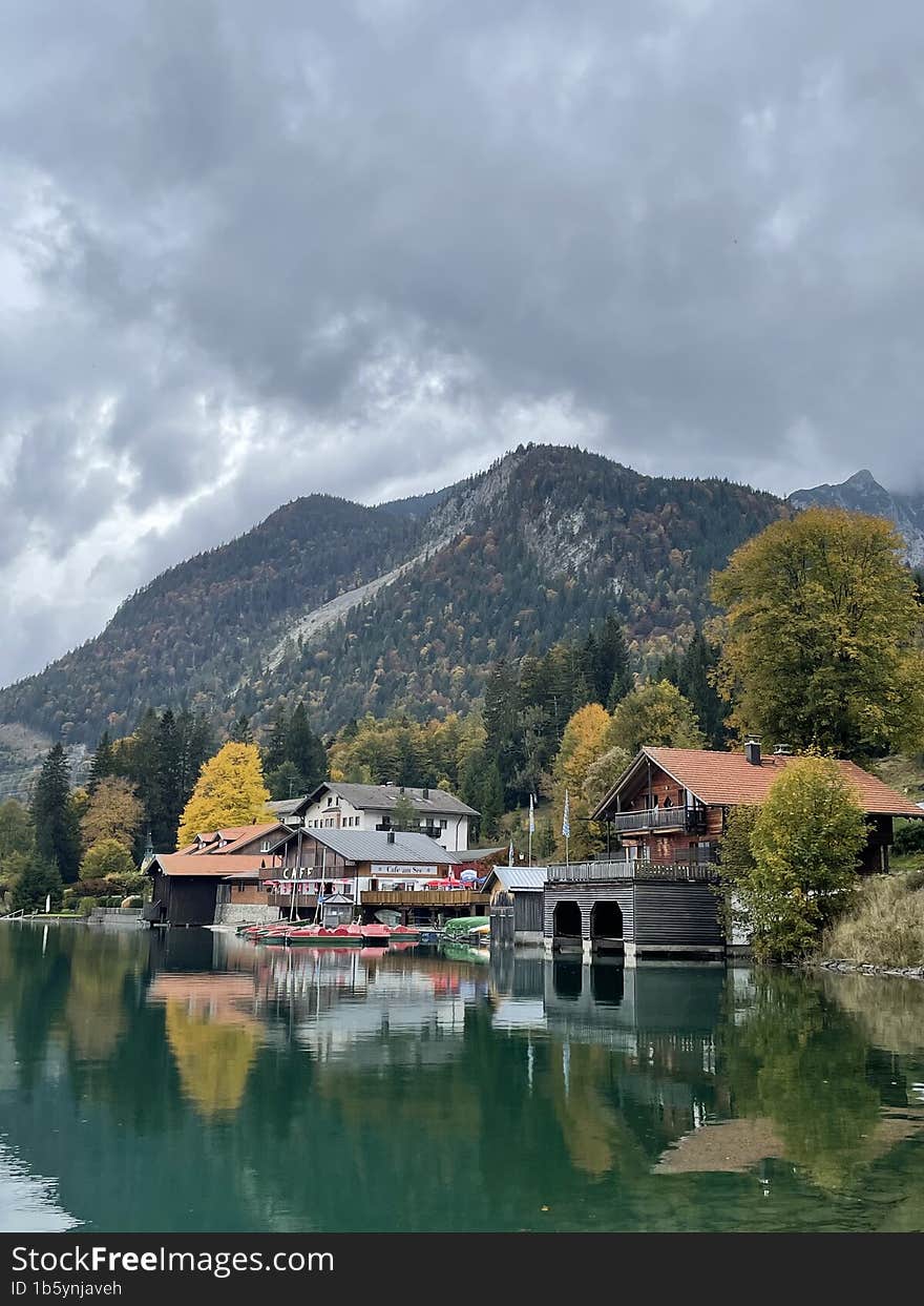 Autumn Bavarian nature with mountains