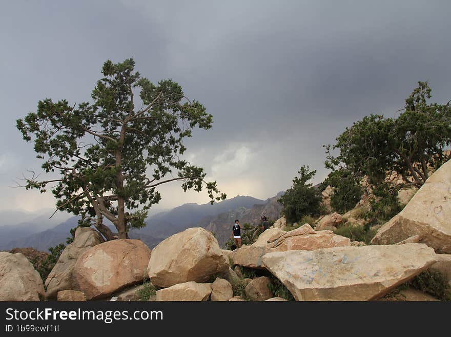 Scenic landscape in the winter of Taif city