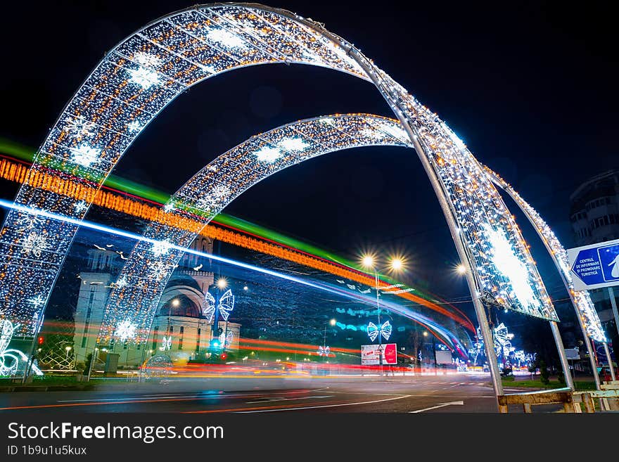 The city illuminated by the Christmas celebration