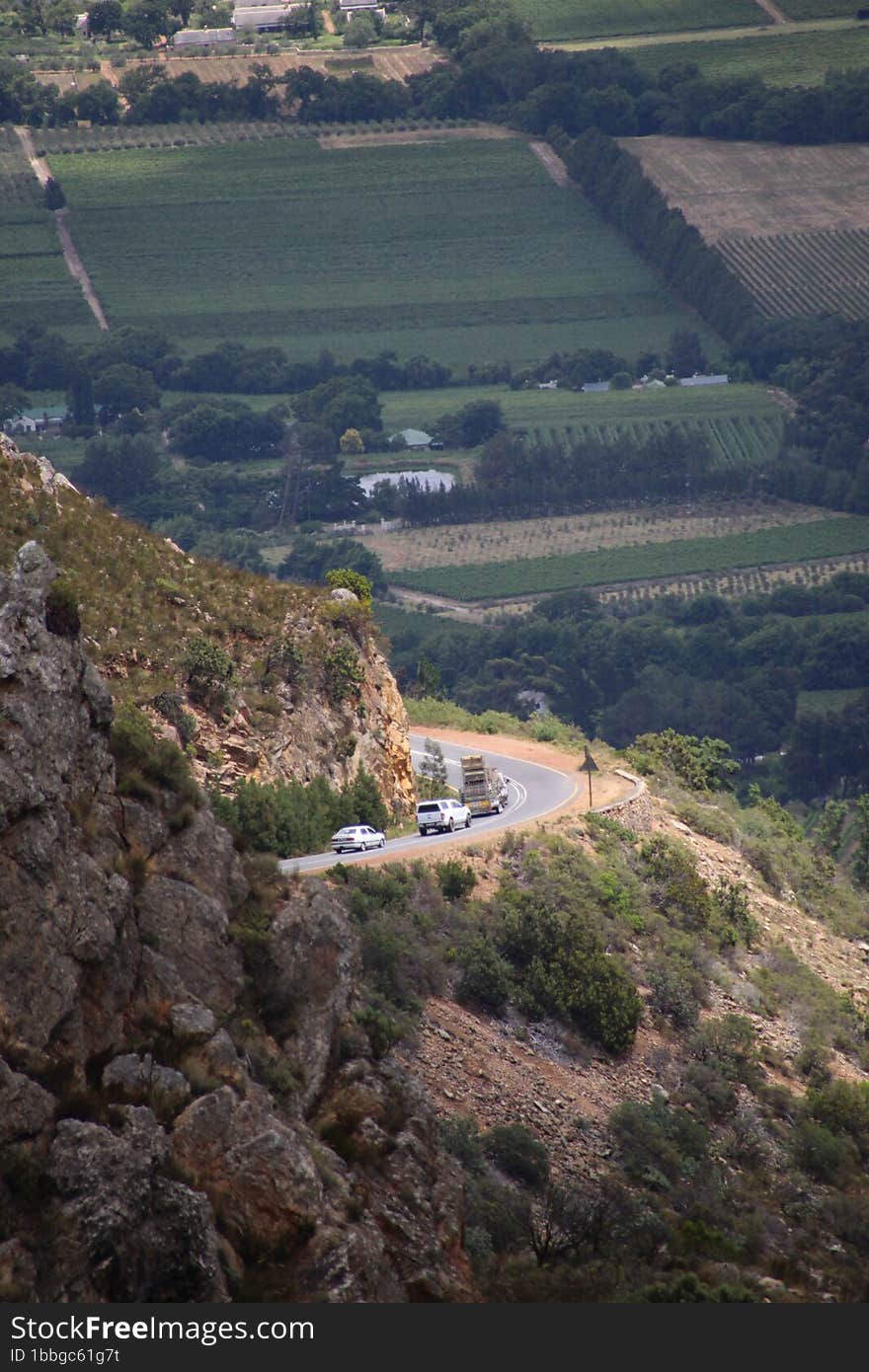 Vehicles on a cliff in Cape Town South Africa