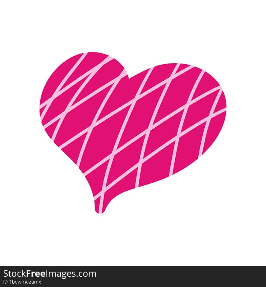 Heart. Drawn Pink Hearts Shape. Valentines Day.  On White Background, Icon