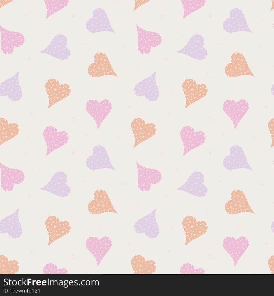 Simple seamless pattern with pastel hearts. Valentines day background. Design for packaging, notebooks, planner and textiles. Past