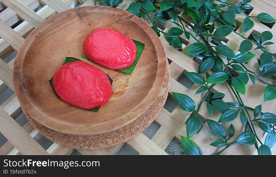 Red snacks from Indonesia made from glutinous rice flour. we used to called kueku