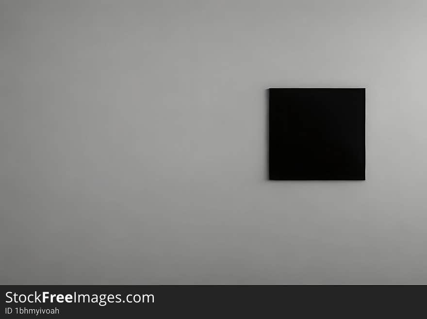 Square Black Box On Gray Background.3D Illustration. Top View