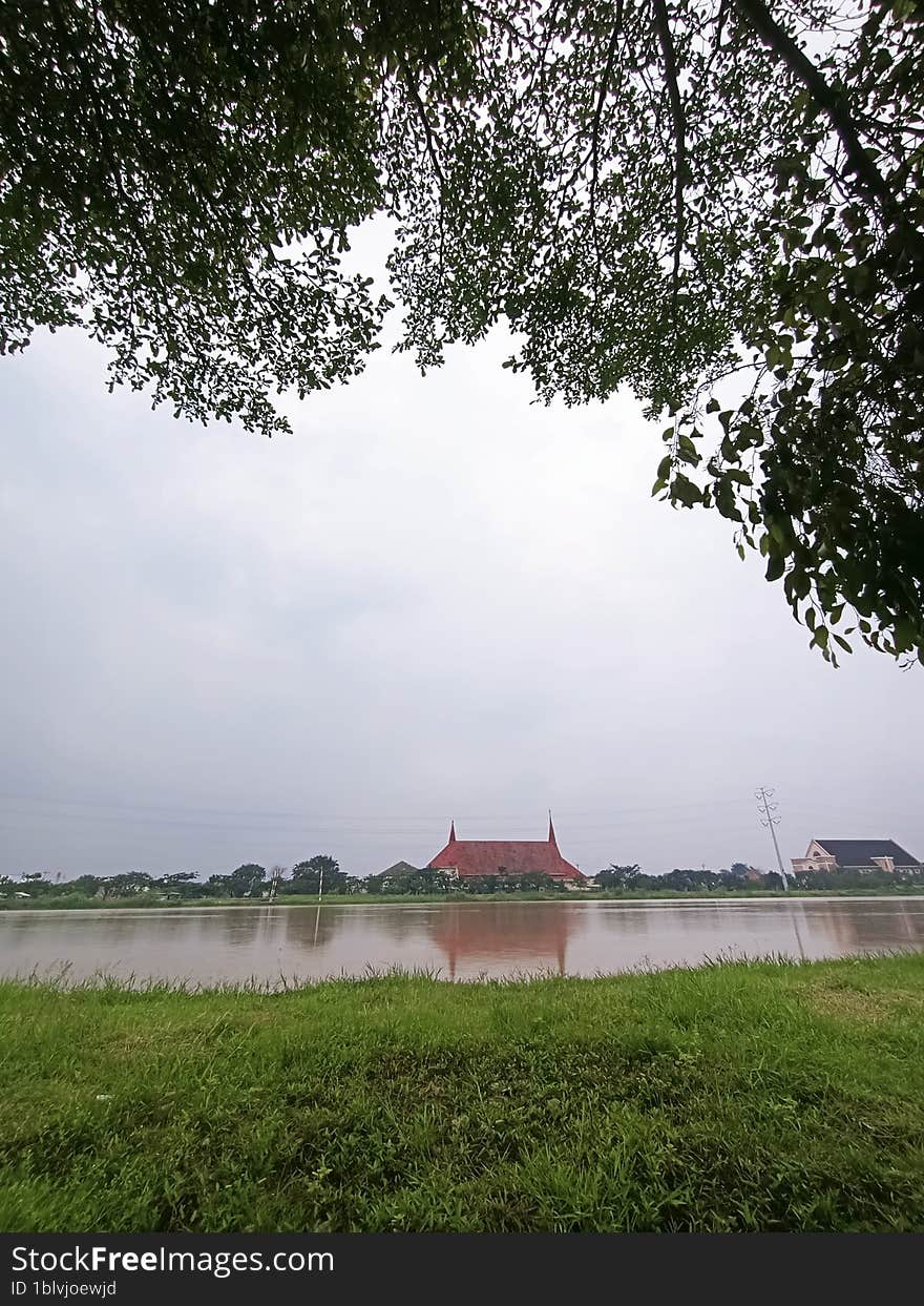 a church near the lake