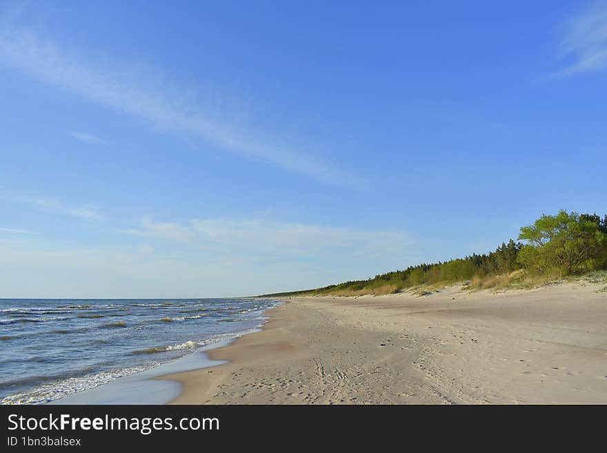 Sandy beach in Lithuania. Baltic sea