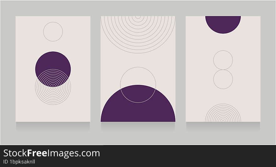 The abstract, triple, geometric design should feature bold and creative lines and shapes that create a visually striking composition. The use of a combination of purple, beige, and grey colors creates a modern and sophisticated look that can be easily incorporated into a variety of home decor styles.