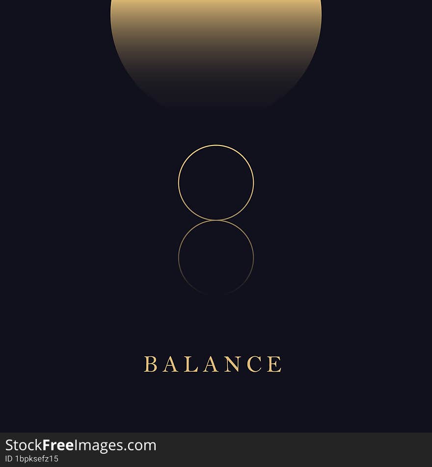 This minimal composition for an art poster features a dark background and golden circles with a delicate balance sign. The poster is designed with a minimalist aesthetic, making it a perfect addition to any modern or contemporary space. The dark background provides a sharp contrast to the golden circles, making them stand out and creating a stunning visual effect. The balance sign adds a touch of elegance and sophistication, making this poster a truly unique and beautiful piece of art. Hang it in your living room, bedroom, or office to add a touch of sophistication to your decor.