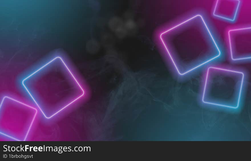 simple abstract background with smoke effect, simple square neon, light blue and pink Effect