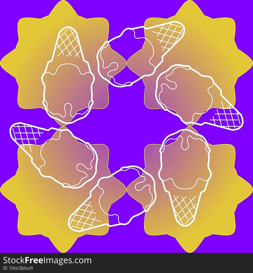 Sun And Ice Cream In Purple Color Pattern