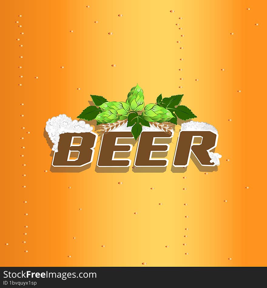 emblem of beer. Colorful illustration with beer elements and text.