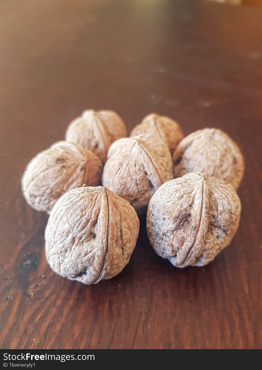 Scene of walnuts on a table