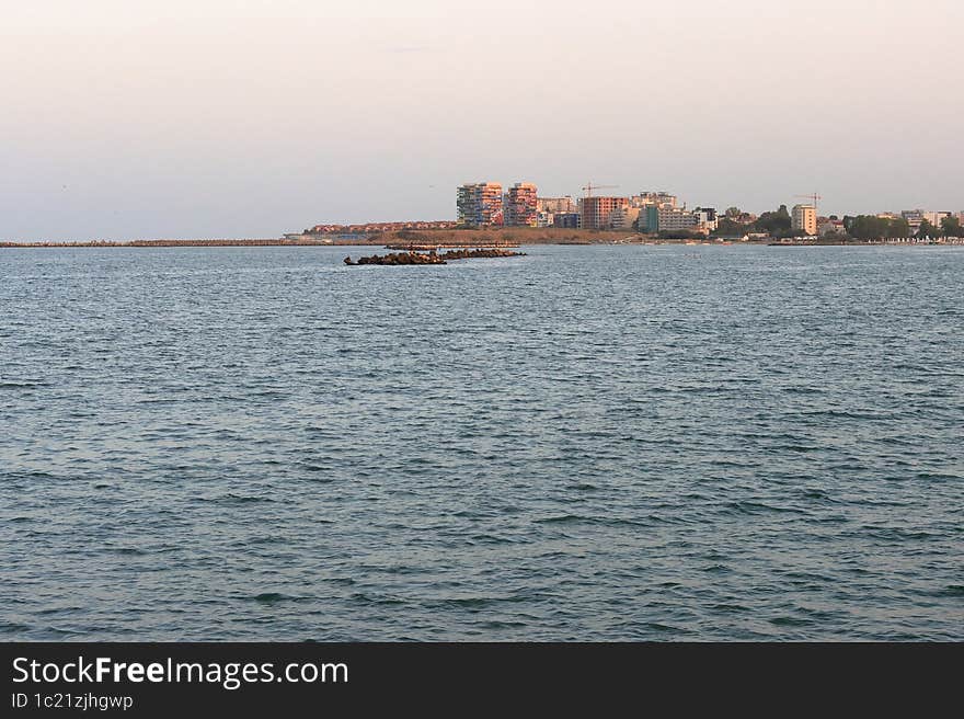 Sunset constanta city view pontoon