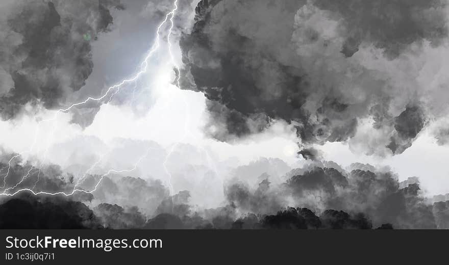 Lightning In A Dark And White Cloudh