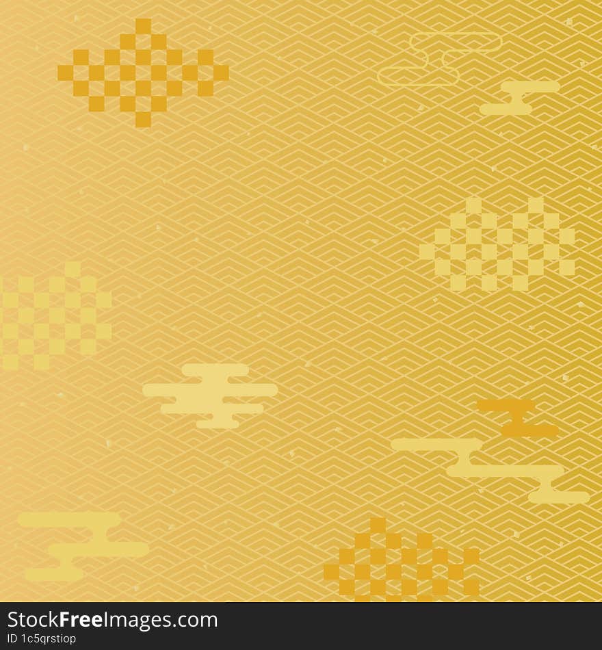 Japanese Traditional Pattern Of Gold Cloud.