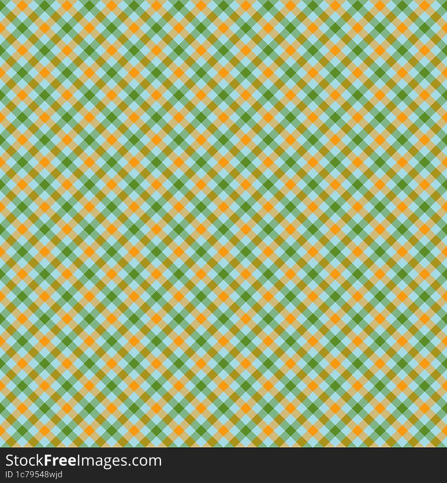 Orange And Green Gingham Backgrounds For Tablecloth, Skirt, Napkin, Paper