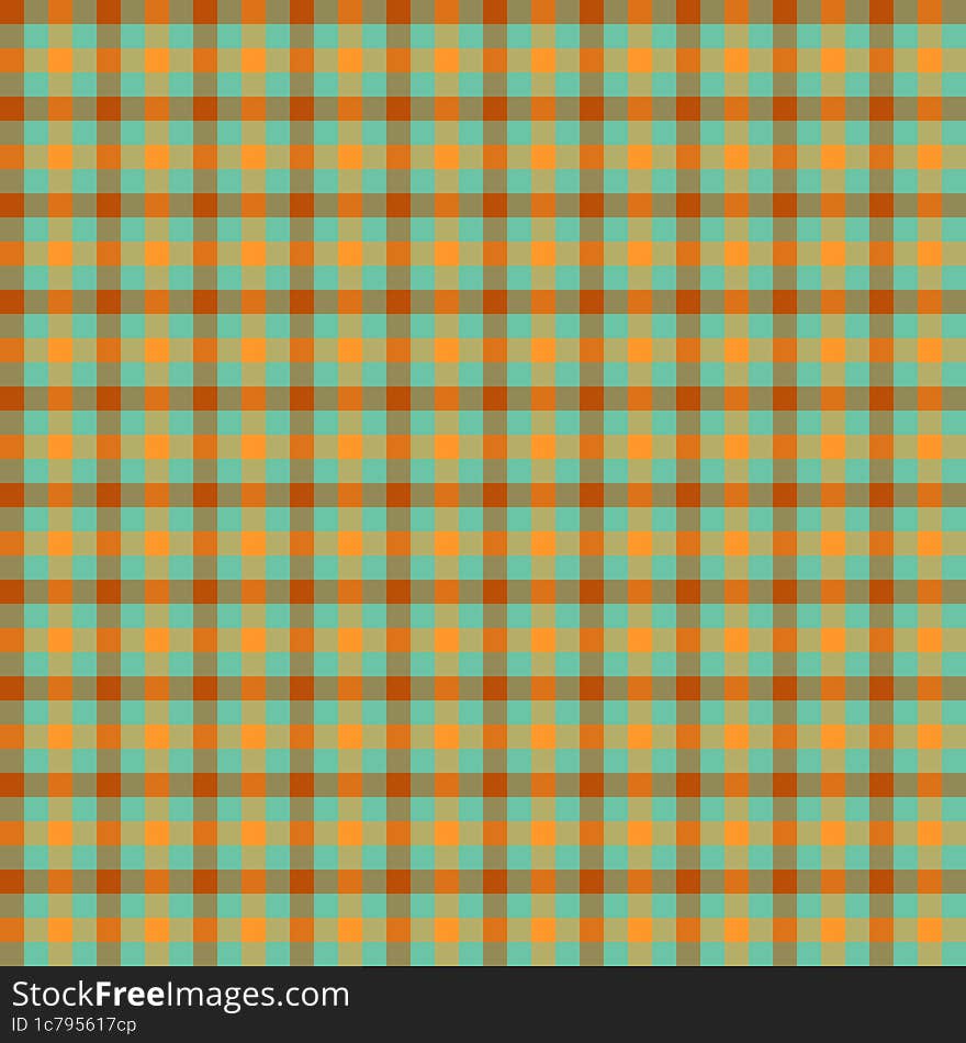 Green, orange and brown gingham backgrounds for tablecloth, skirt, napkin, paper