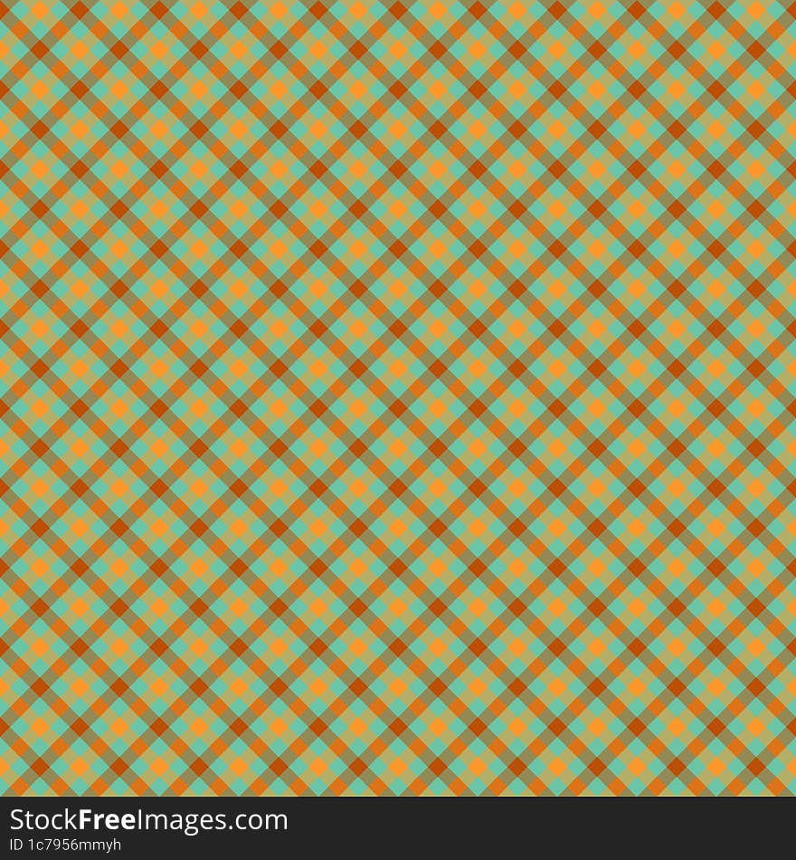 Green, orange and brown gingham backgrounds for tablecloth, skirt, napkin, paper