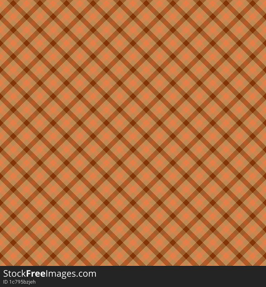 Orange and brown gingham backgrounds for tablecloth, dress, skirt, napkin