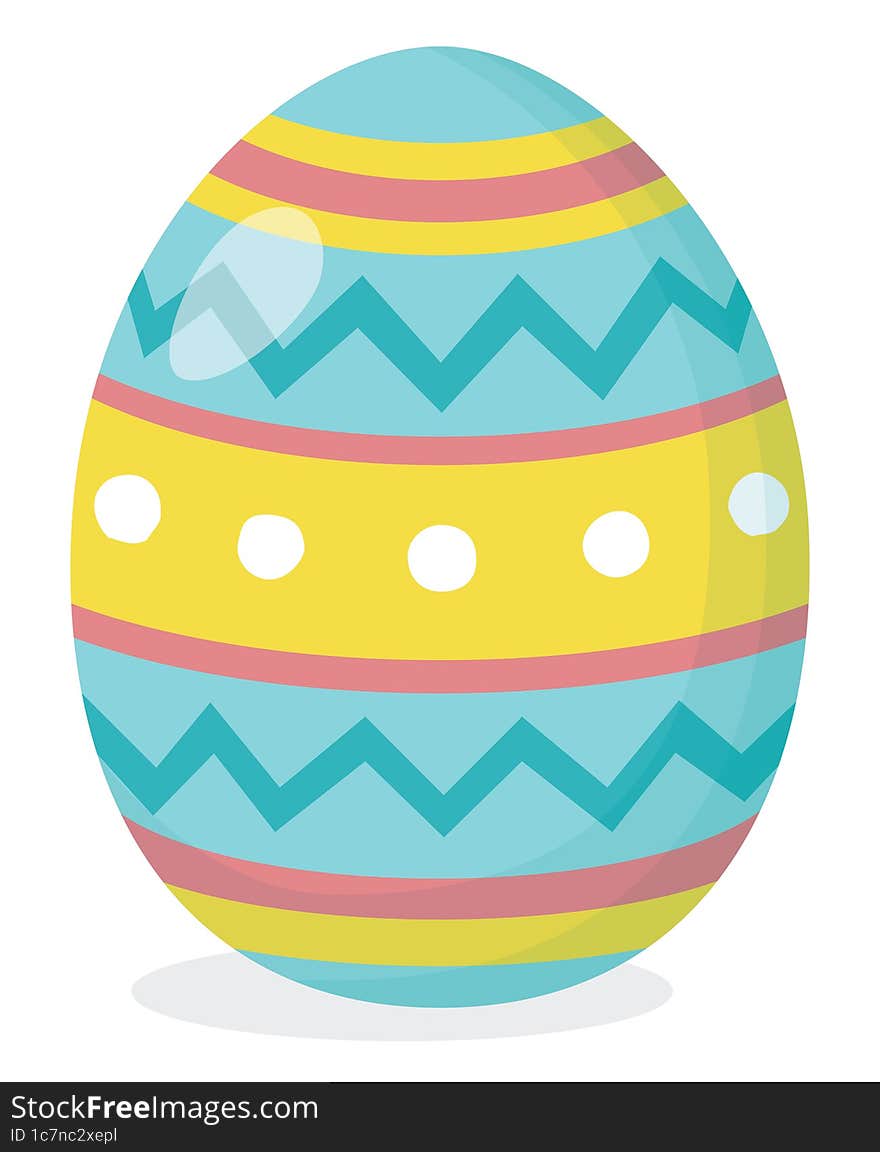 Easter Egg Isolated On White Background. Vector Illustration In Flat Style.