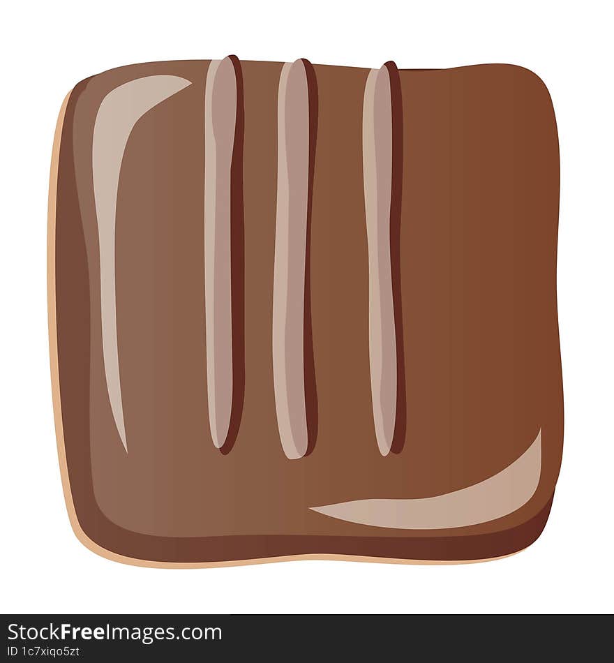 Square Chocolate Of One Drop. This Is An Illustration Of The Sweet Food