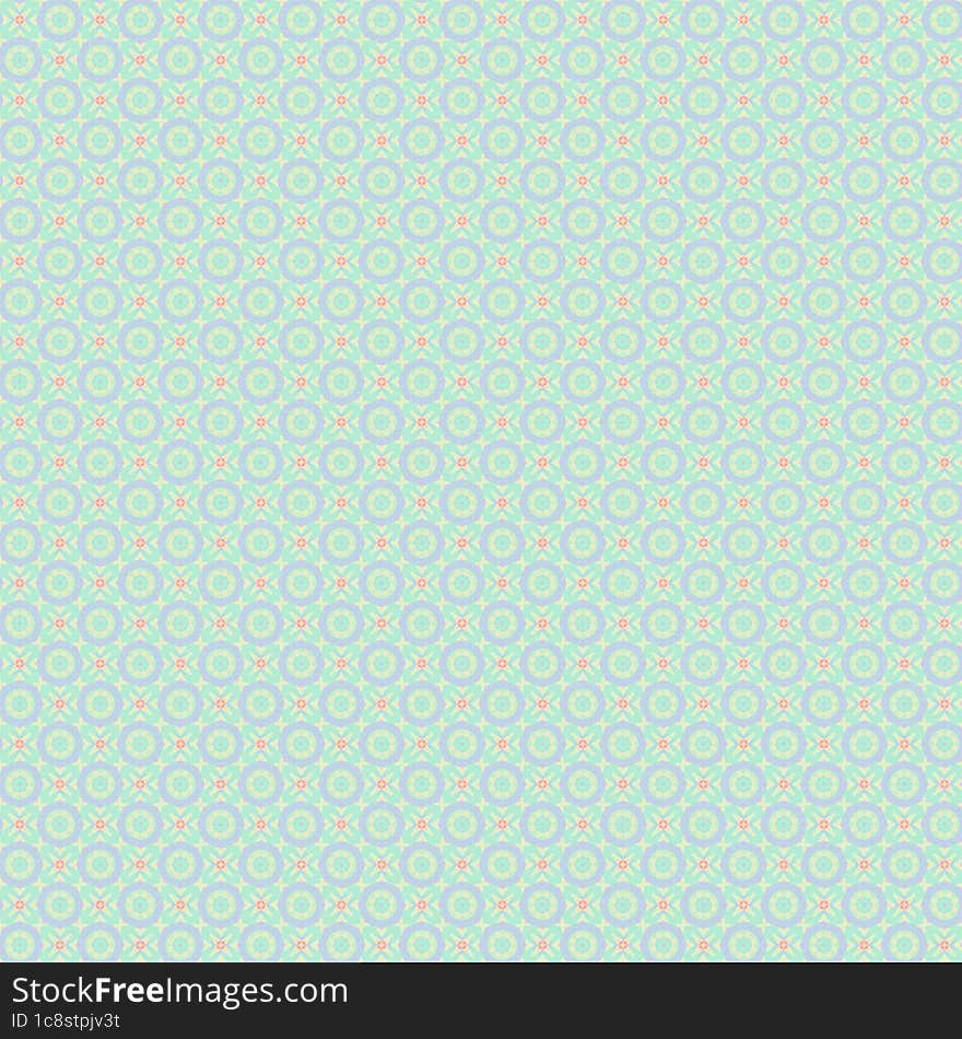 Seamless ornamental vintage pattern in green ang pink colors